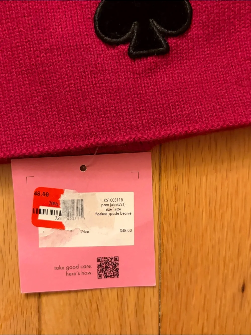 kate spade Hot Pink Beanie with Striped Touchscreen Gloves